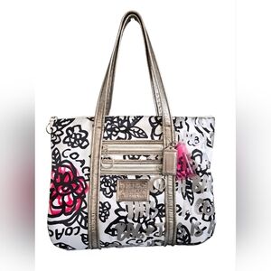 Coach Poppy Y2K Floral Graffiti Glam Tote 14741 VGUC